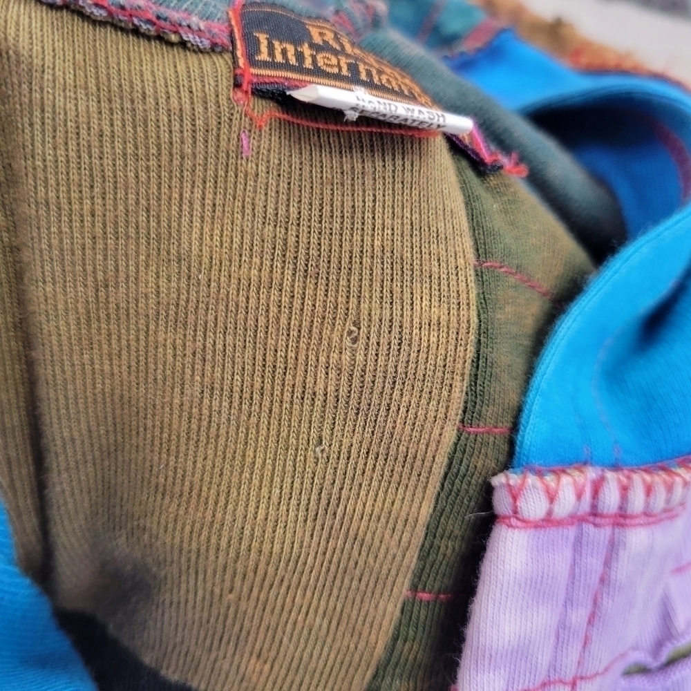 Womens Boho Hippie 100% Cotton Full ZIP patchwork hoodie size large - Picture 5 of 7